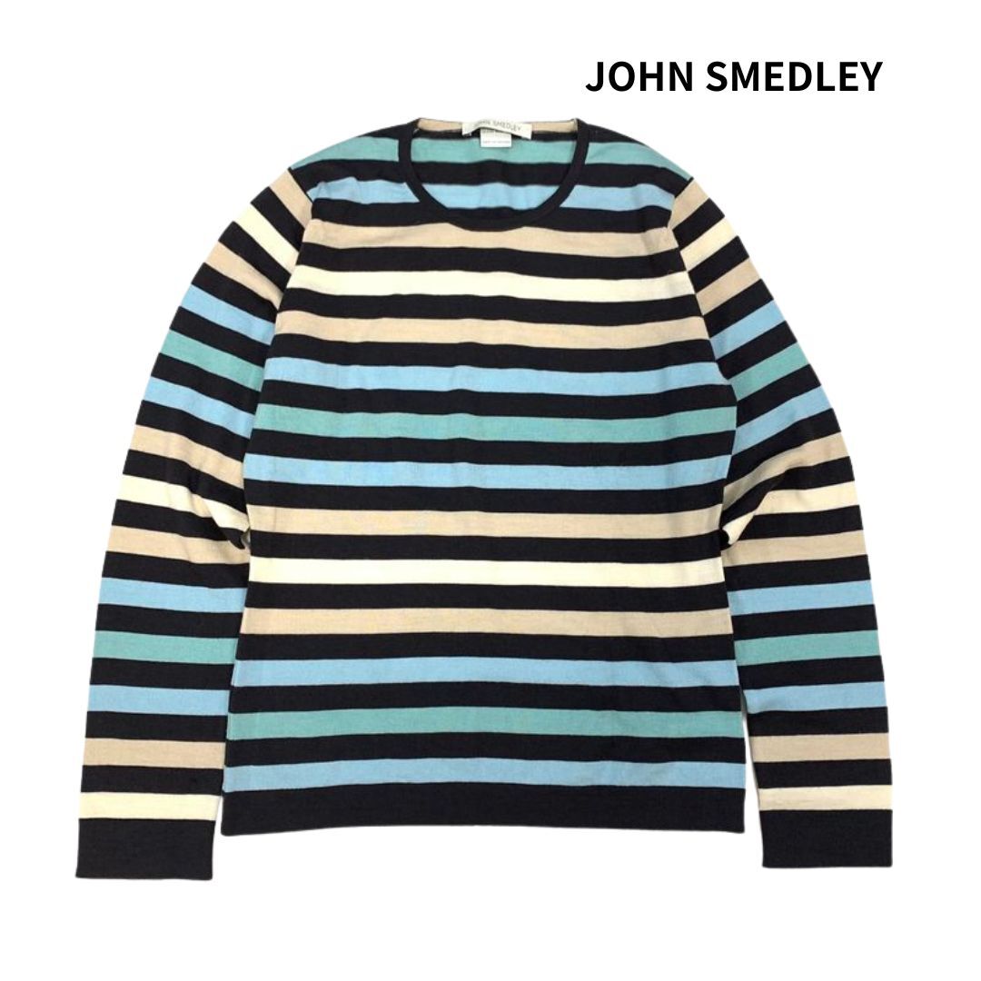 JOHN SMEDLEY ジョンスメドレー ジョン スメドレー ウール マルチボーダー ニット セーター長袖 セーター size:S レディース 英国製/クルー拍卖