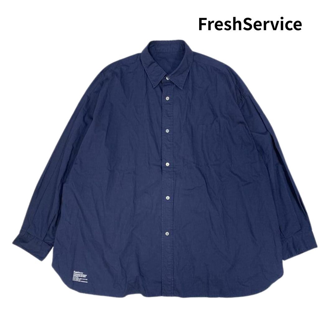 FreshService フレッシュサービス TYPEWRITER CORPORATE REGULAR COLLAR SHIRT タイプライター コーポレート レギュラーカラーシャツ 紺 F拍卖