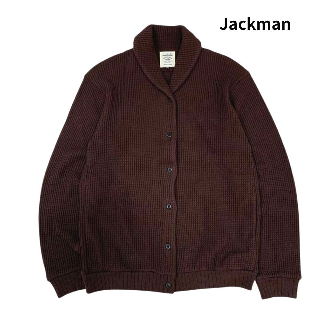 【美品】Jackman ジャックマン Waffle Owners Cardigan サーマル ワッフル オーナー カーディガン JM8019 ブラウン 茶 size:M メンズ/長袖拍卖