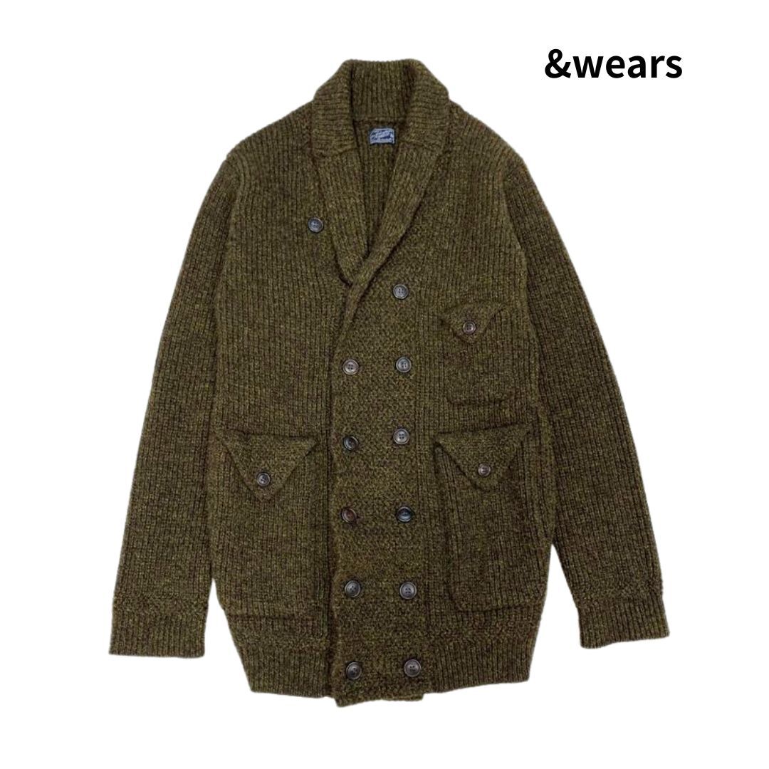 &wears アンドウェアーズ ショールカラー ニットカーディガン ジャケット ブラウン size:S メンズ/vintage カウチン ニット コート 羽織 拍卖