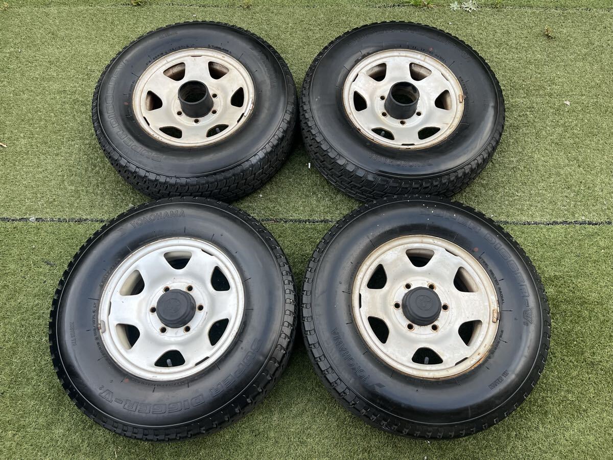 トヨタ 純正スチールホイール 15インチ×6J PCD139.7 6穴/ヨコハマ SUPER DIGGER-V2 215/80R15 AT ランクル70 ハイラックス サーフ等拍卖