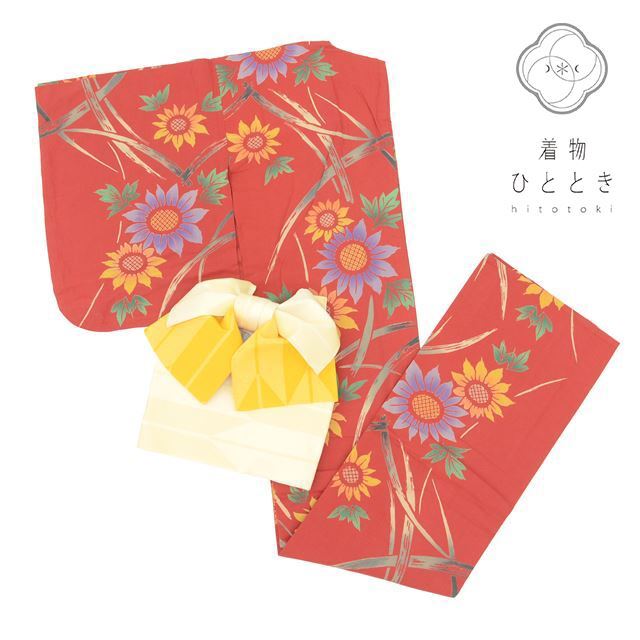 浴衣 作り帯 セット 木綿 リサイクル浴衣 レディース 中古 tt0406b 着物ひととき拍卖