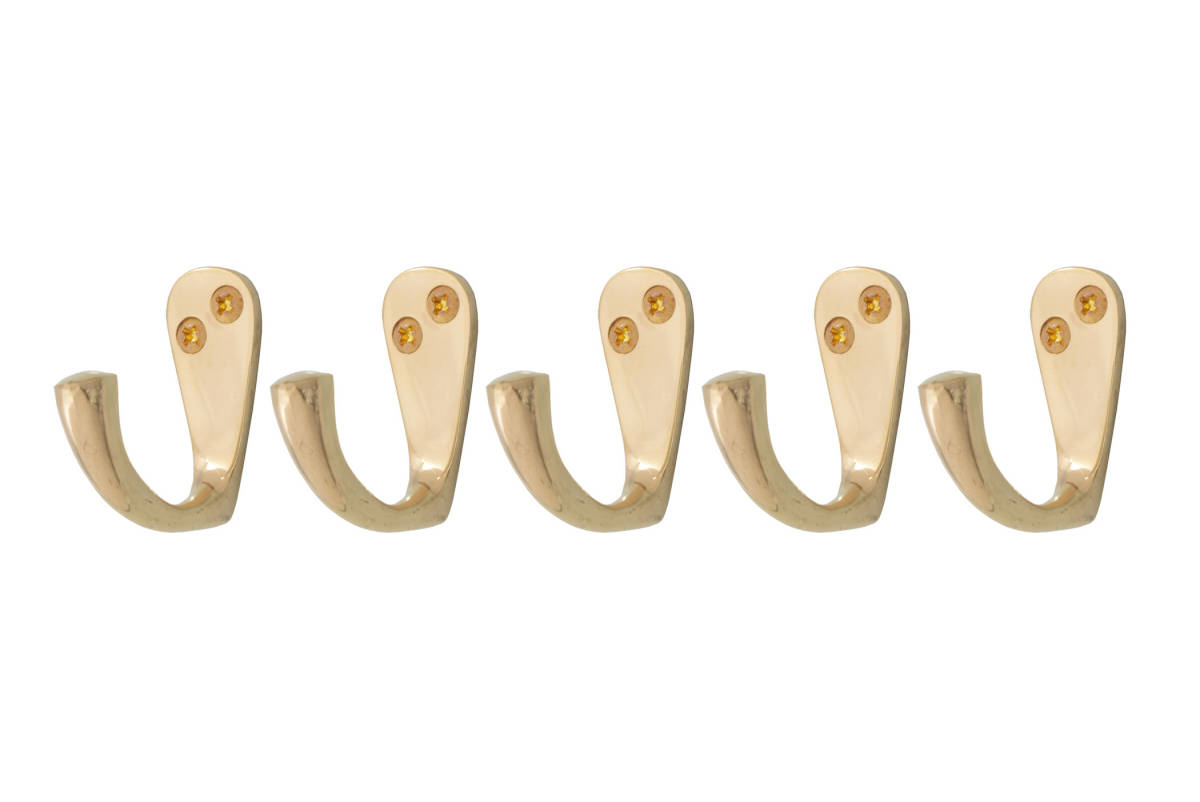 5個セット 真鍮製ミニシングルフック インテリア 店舗什器 内装 英国 イギリス拍卖