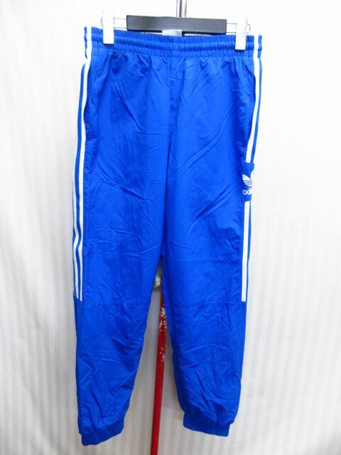 アディダス トレフォイル刺繍ナイロンパンツ メンズM 青白ラインパンツ ジャージパンツ ウインドブレーカー トラックパンツ ズボン08294拍卖
