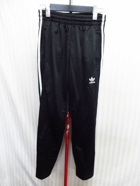 アディダス トレフォイル刺繍ジャージパンツ メンズS 黒白ライン トラックパンツ ジョガーパンツ 三つ葉ロゴ刺繍トレーニングパンツ09041拍卖