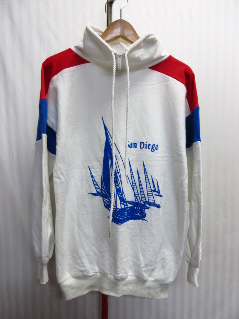 USA製 SUN TRIANGLE 90sヴィンテージ スウェット メンズUS M L SIZE トリコロール ハイネック仕様トレーナー ジャージトップ 12031拍卖