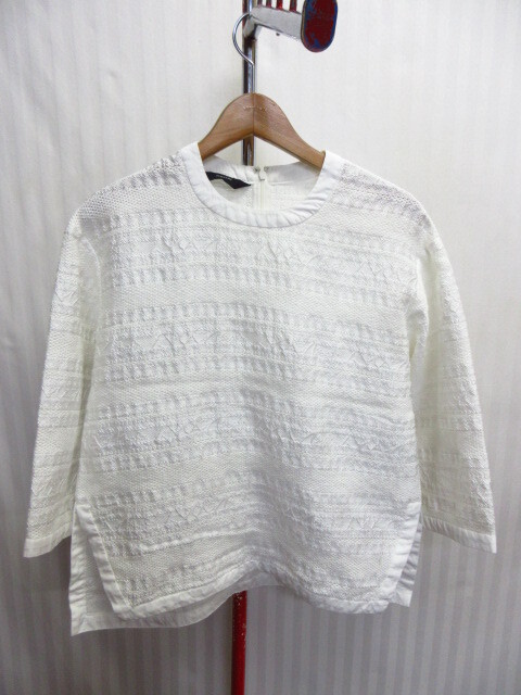 FLORENT フローレント レース地デザインカットソー 白 レースシャツ トップス 09103拍卖