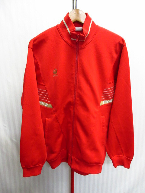 アシックス 80s90sヴィンテージ ジャージトップ メンズO XL LL 赤 ロゴ刺繍トラックジャケット トラックトップ ゴールドタイガー09124拍卖