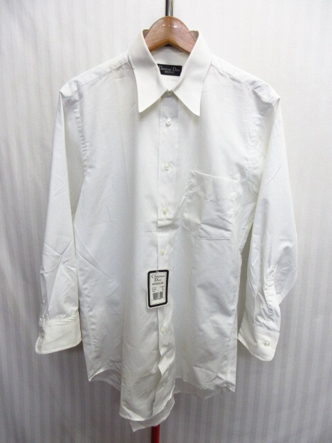 未使用 クリスチャンディオール ムッシュ 90sヴィンテージ 白シャツ メンズS ドレスシャツ ワイシャツ 襟付き長袖カットソー 09124拍卖
