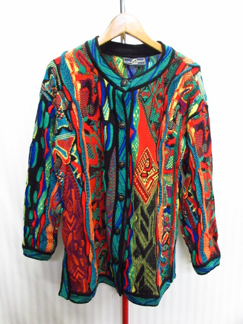 オーストラリア製 CARLO ALBERTO カルロ アルベルト 3Dニット 90sヴィンテージ 立体デザイン カーディガン ウールジャケット09194拍卖