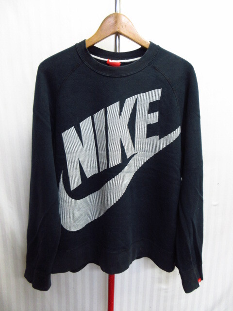 ナイキ ビッグスウォッシュロゴ トレーナー メンズXL LL 黒 スウェットジャージトップ 長袖カットソー トラックジャケット 09193拍卖