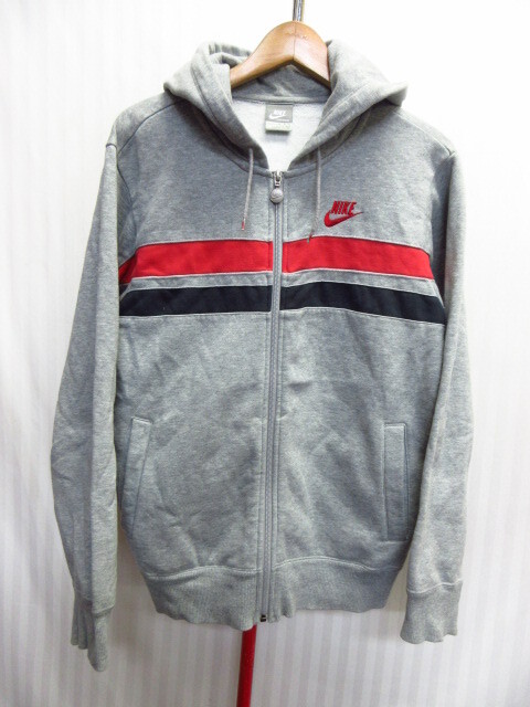 ナイキ スウォッシュロゴ刺繍ジップアップパーカー メンズM スウェットパーカ スポーツフーディージャケット フード付ジャージトップ09233拍卖