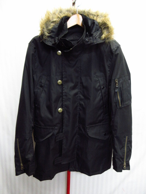 POWERAGE パワーエイジ N-3B型ライダースジャケット メンズL 黒 プロテクターパット入りライディングジャケット バイクパーカー 09231拍卖