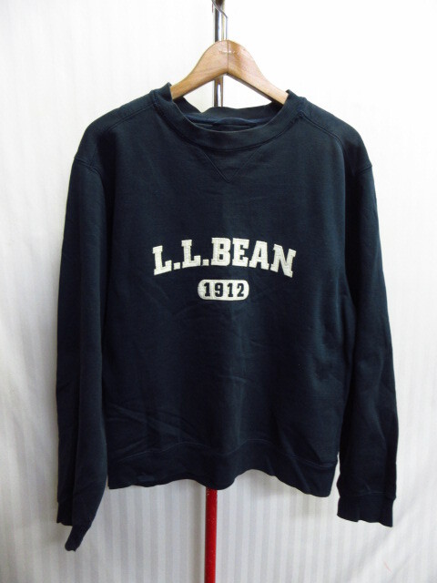 LLBEAN 90sヴィンテージ ロゴ付きスウェット メンズS 紺 トレーナー アウトドアジャケット トレイルウエア 長袖カットソー 09252拍卖