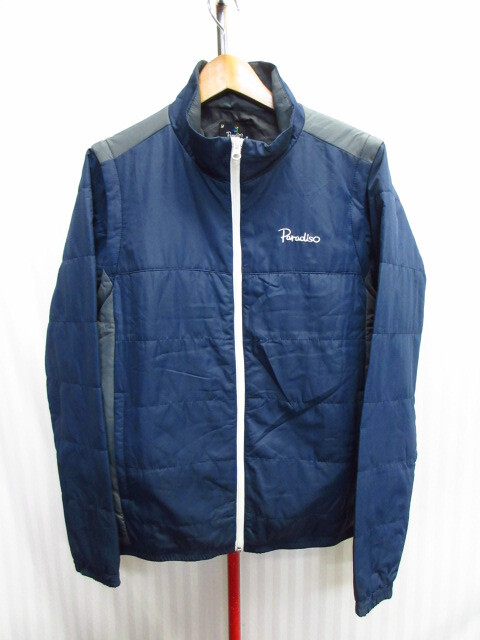 PARADISO パラディーゾ 中綿ジャンパー メンズM 紺 半袖可能 防寒保温ゴルフジャケット スポーツブルゾン ロゴ刺繍ジャージトップ09252拍卖