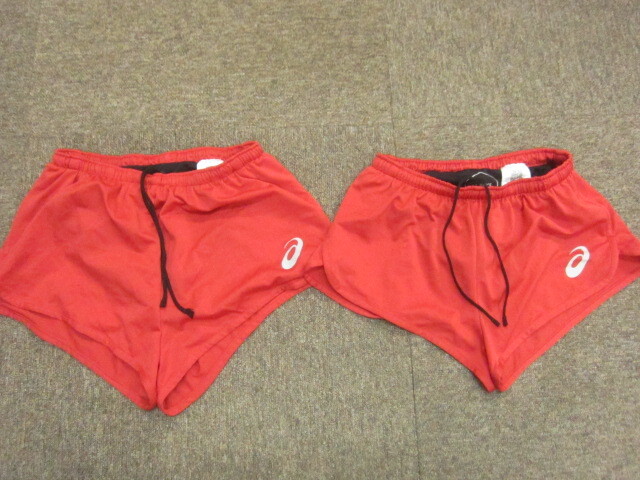 アシックス ランニングショーツ 2枚セット SIZE 140 160 赤 子供 キッズ レディース 女性 ランニングパンツ マラソン 陸上 09270拍卖