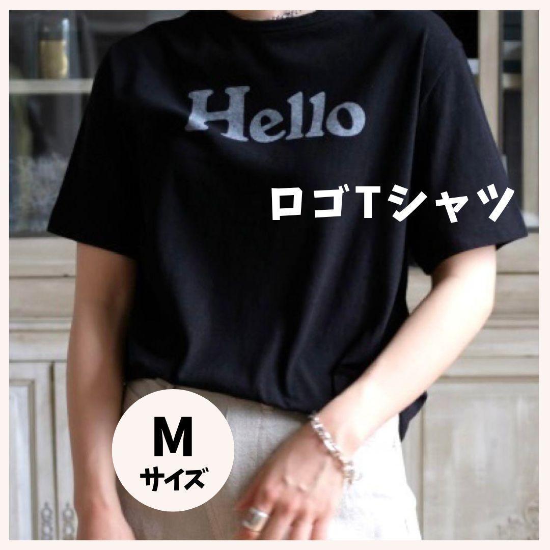 値下げ 大人気 インポート ロゴ Tシャツ HELLO ハロー レディース 黒 M拍卖