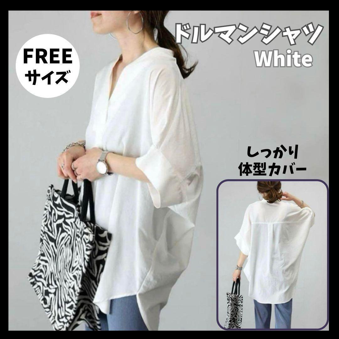 値下げ 残り僅か エステルローン スキッパードルマンシャツ ブラウス白 半袖拍卖