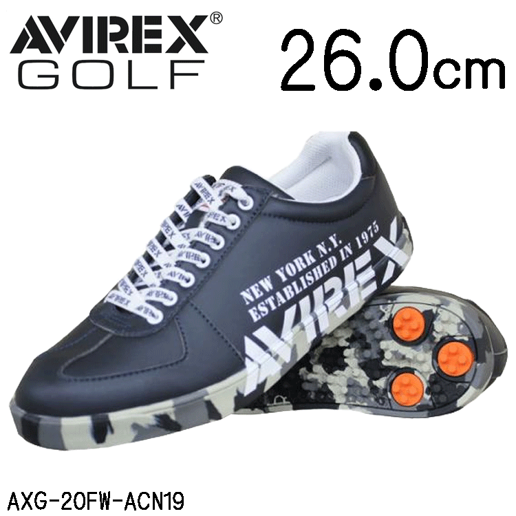 AVIREX GOLF ゴルフシューズ AXG-20FW-ACN19【アヴィレックス】【ゴルフ】【スパイクレス】【ネイビー】【26.0cm】拍卖