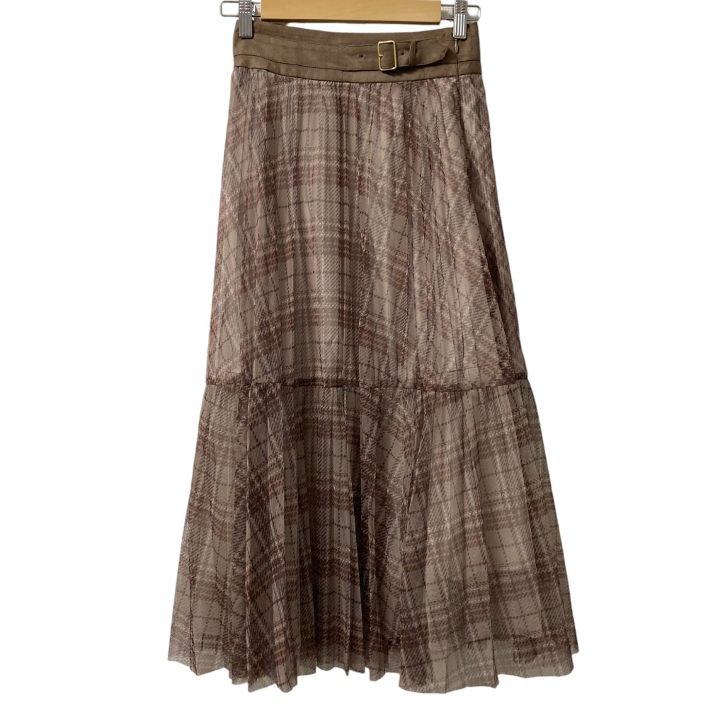 未使用 Apuweiser-riche アプワイザーリッシェ ティアードプリント チュールスカート 1 ベージュ拍卖