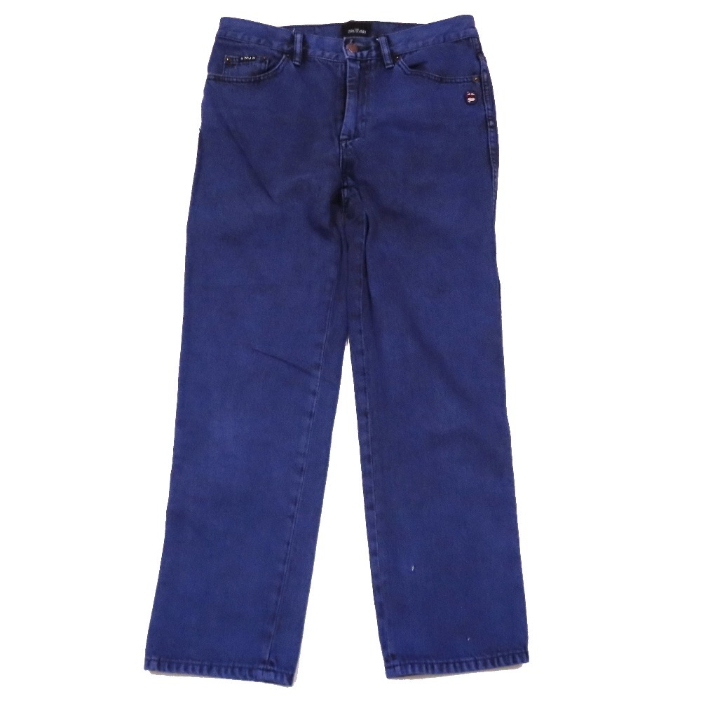 良品 MARC JACOBS マークジェイコブス デニムパンツ ジーンズ テーパード クロップド ジップフライ ダメージ加工 27 パープル拍卖