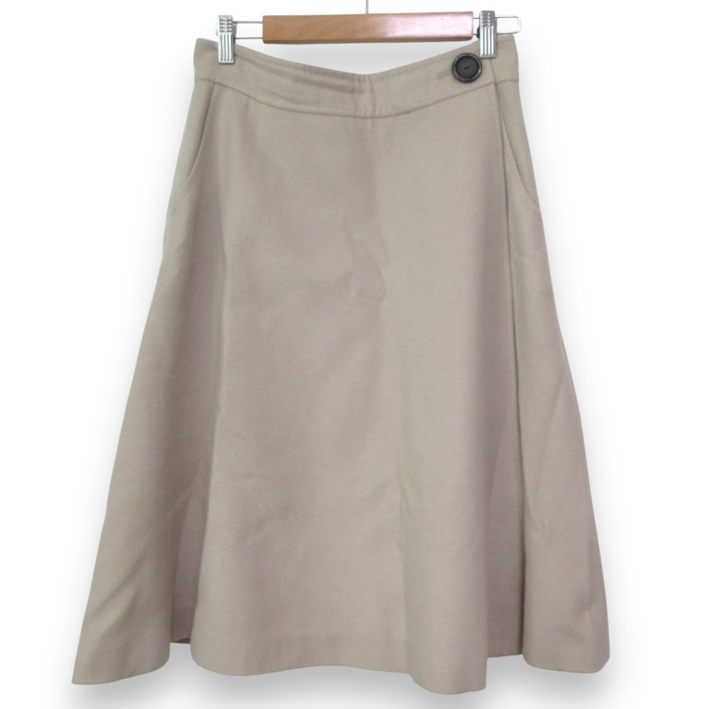 美品 FOXEY フォクシー カシミヤウール フレアスカート 40704 サイズ42 ライトベージュ拍卖