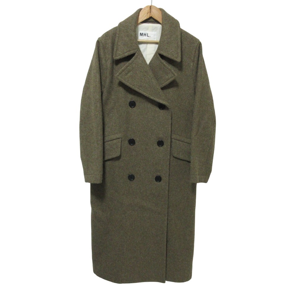 美品 MHL. エムエイチエル マーガレットハウエル ウールメルトン ロングコート 1 カーキブラウン拍卖