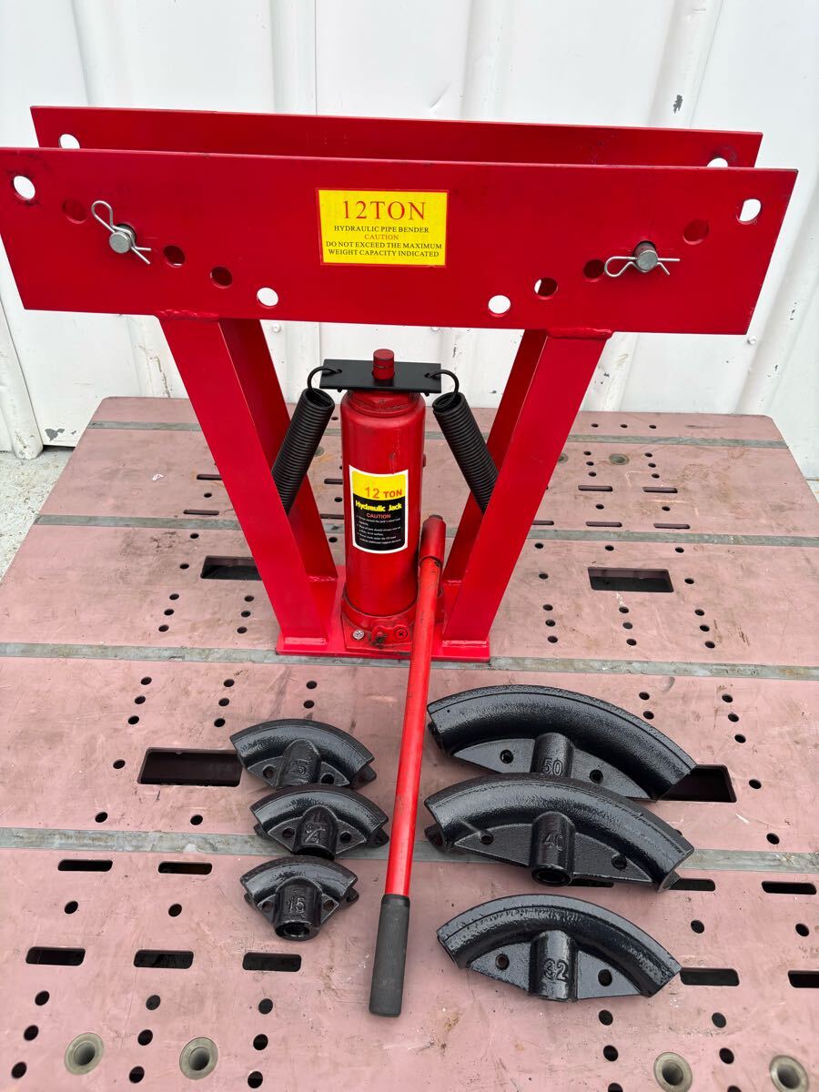 手動油圧式 パイプベンダー パイプ曲げ加工機 12t アダプター6個付 パイプ曲げ機 中古品H2304拍卖