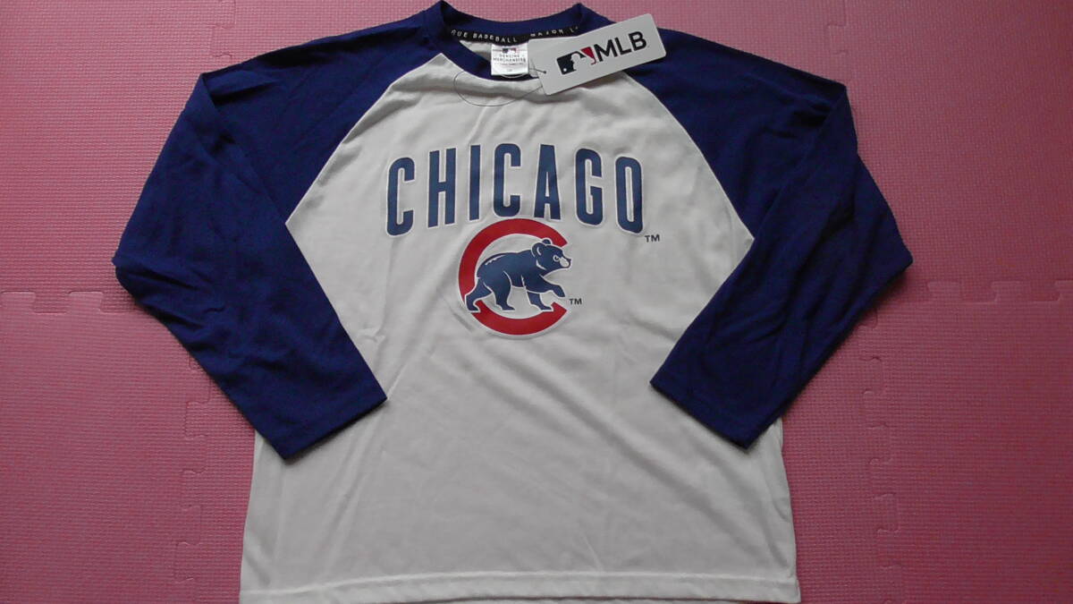 新品 150 シカゴ・カブス 長袖Tシャツ MLB メジャーリーグ プロ野球チーム 英字ロゴプリント 青 ラグラン袖 男の子 秋物 140cm~ 送料無料拍卖