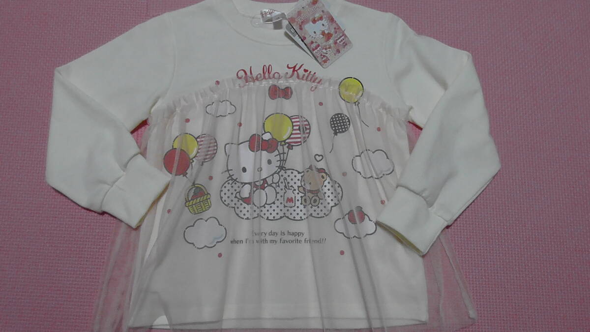 新品 100 ハローキティ 長袖トレーナー チュールレースビスチェ重ね着風 タイニーチャム くま サンリオ 女の子 秋物 春物 95〜 送料無料拍卖