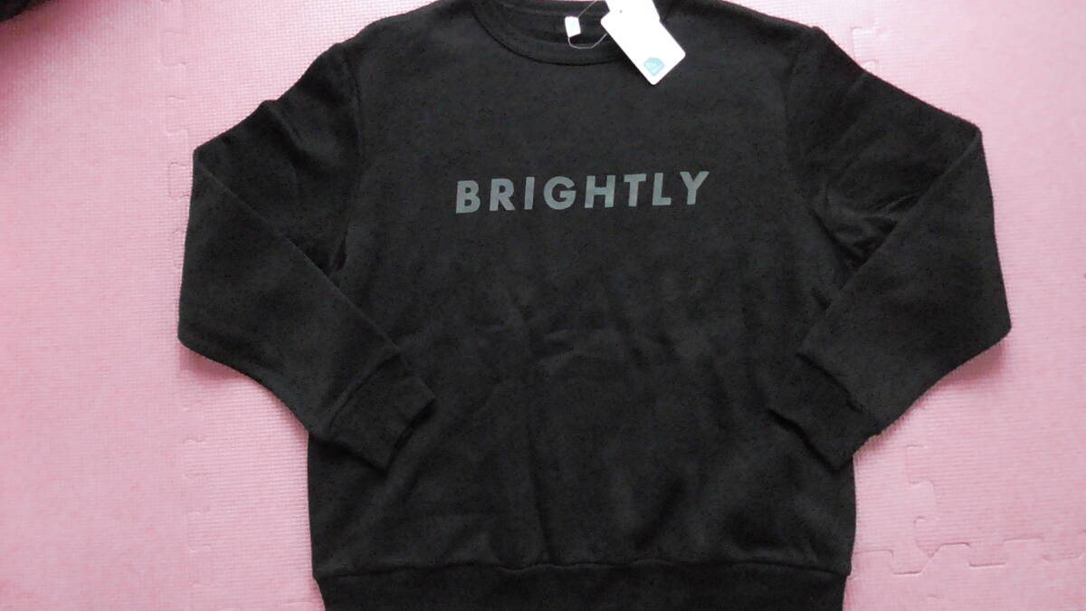 新品 150 長袖トレーナー 黒 背中ロゴプリント スウェットシャツ 裏起毛 あったか素材 小学生 男の子 冬物 140〜 送料無料拍卖