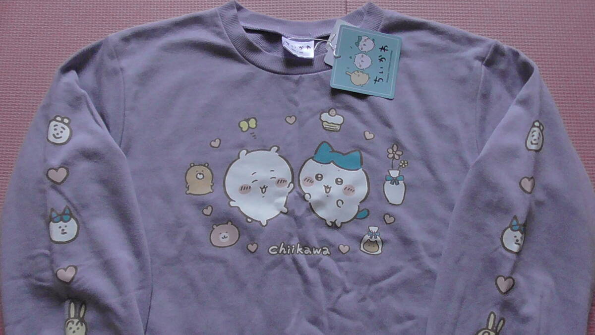新品 150 ちいかわ 長袖トレーナー 紫 ハチワレ ほめられリボン クッキー くまさんポシェット うさぎ 顔マーク 女の子 秋物 140〜 送料無料拍卖