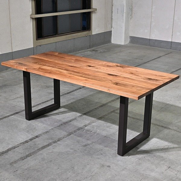 広松木工 30万「フレックステーブル 182」ウォールナット無垢材 ダイニング リビング 6人掛け スチール脚 北欧スタイル 和モダン 古民家拍卖