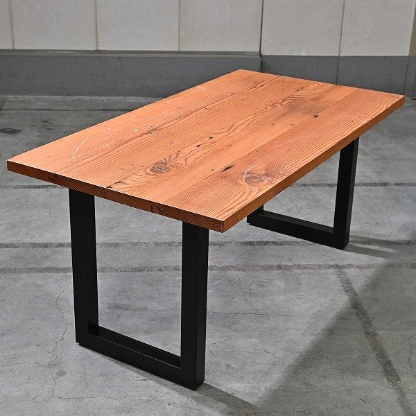 展示品 異素材 20万 ダイニングテーブル 杉無垢材 インダストリアル 作業台 机 デスク オフィス 会議 リビング_アクタス 関家具拍卖