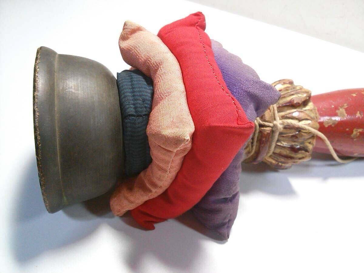 ◆携帯印金セット◆朱塗り柄◆京仏具◆りん寸2寸5分◆全長45センチ◆寺院用◆鳴り物◆お彼岸◆おりん◆拍卖