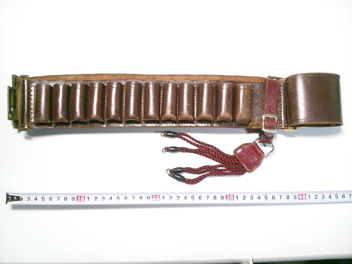 ◆弾丸ベルト◆レザーベルト◆牛革◆サイズ93~108◆幅6.5◆25発収納◆散弾銃◆DEER TOKYO◆ビンテージ◆アンティーク◆オブジェ◆拍卖