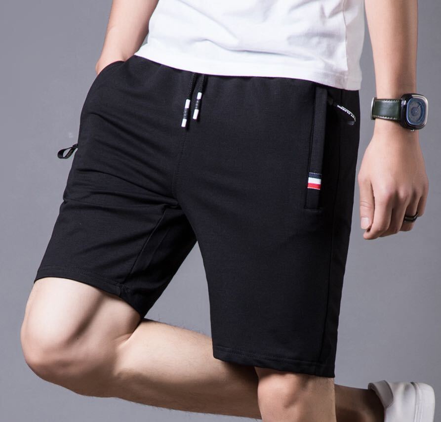 ハーフパンツ ショートパンツ メンズ 半ズボン 5分丈 短パン ブラック 送料無料 新品拍卖