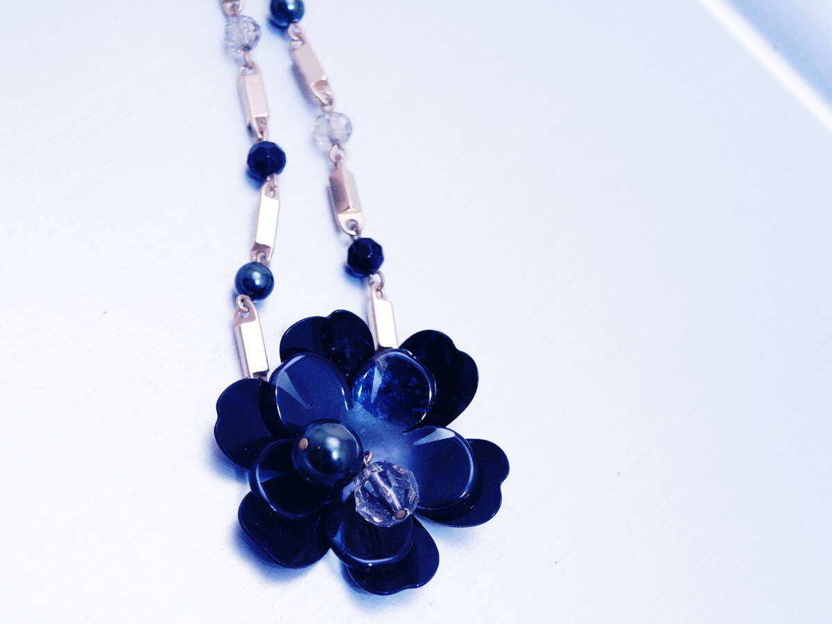 JILL STUART ジル スチュアート  ロングネックレス  ゴールド×ブラック  花 拍卖