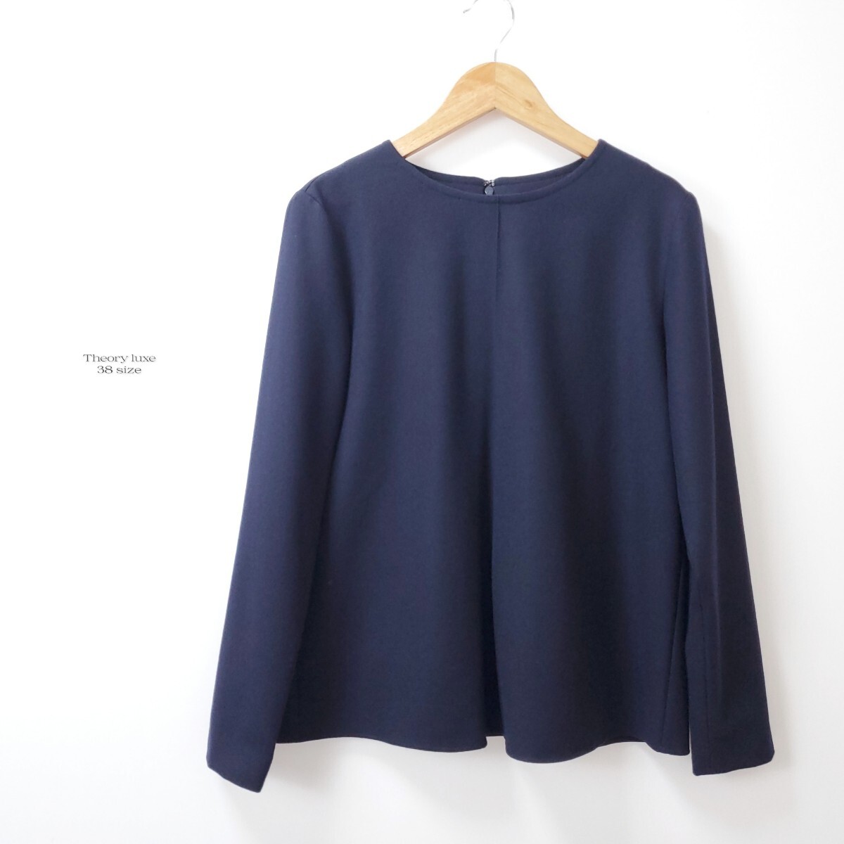 美品☆Theory luxe セオリーリュクス ウール ブラウス ネイビー 長袖拍卖