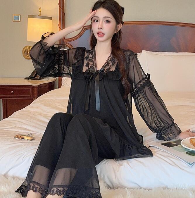 M0913  パジャマレディース● 20代30代40代 着心地抜群 ●   上質  大活躍  上下セット  長袖  black拍卖