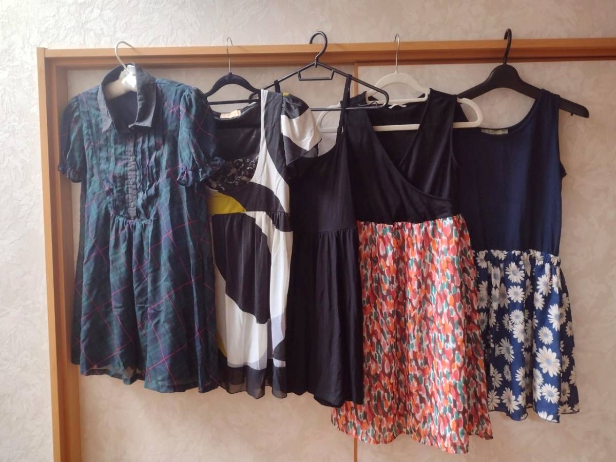 5枚セット チュニック ワンピース Mサイズ~フリーサイズ まとめ売り マタニティにも 福袋拍卖