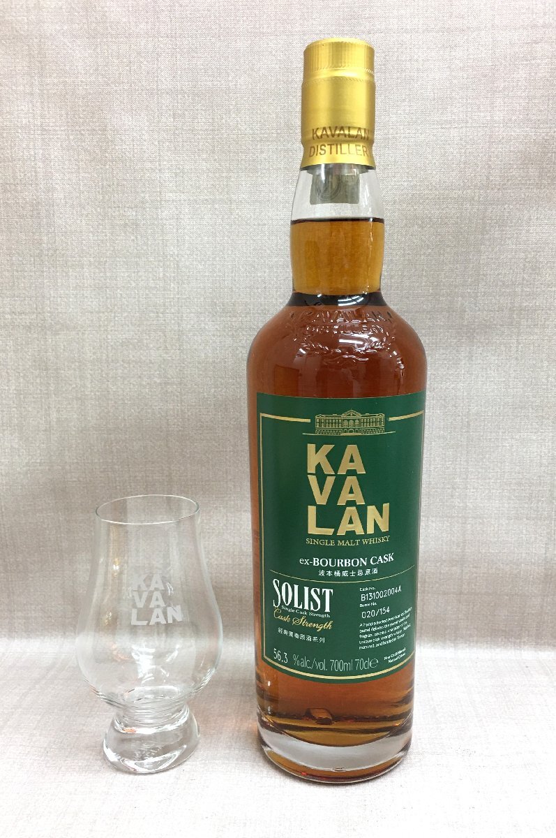 【大黒屋】未開栓 カバラン ソリスト カスクストレングス EXバーボンカスク KAVALAN SOLIST ex-BOURBON CASK グラス付き 56.3%拍卖