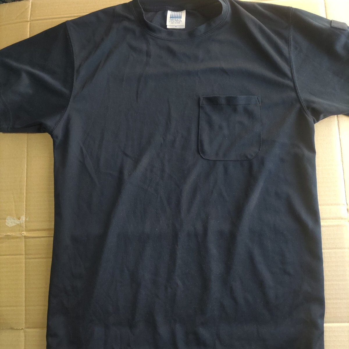 半袖 Tシャツ Mサイズ ネイビー ② TRYSAIL COOLPASS ポリエステル 速乾 ポケット、左袖にペンループ拍卖