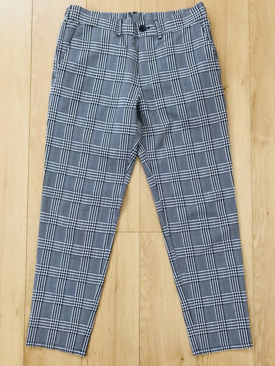 【美品】AZUL by Moussy*グレンチェック柄ドライイージーパンツ*黒×白*M拍卖