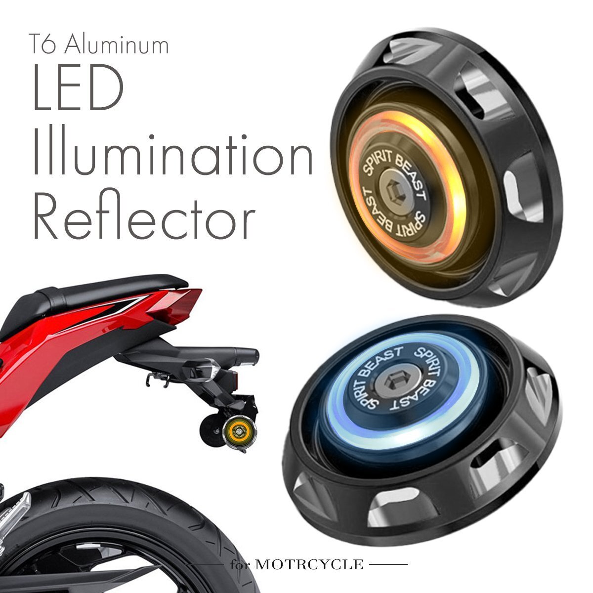 汎用 LED リフレクター イルミネーション ブルー発光 アンバー発光 アルミ削り出し ブラック 2個セット FZ320-BK拍卖