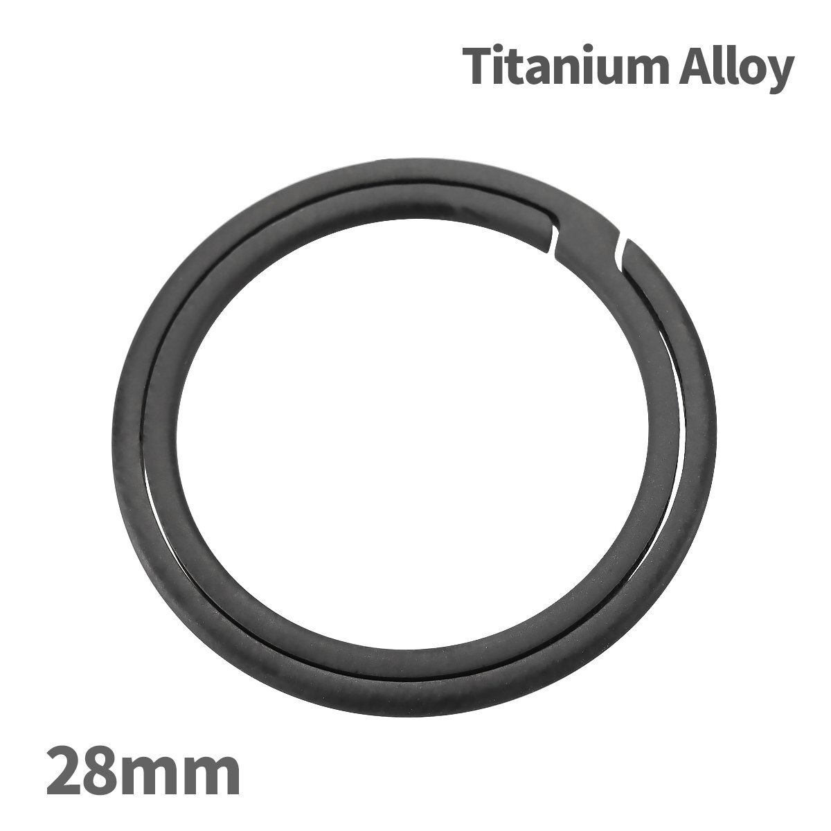 チタン合金製 キーリング 28mm 二重リング 丸型 薄型 キーホルダー カラビナ ブラック MG0016拍卖