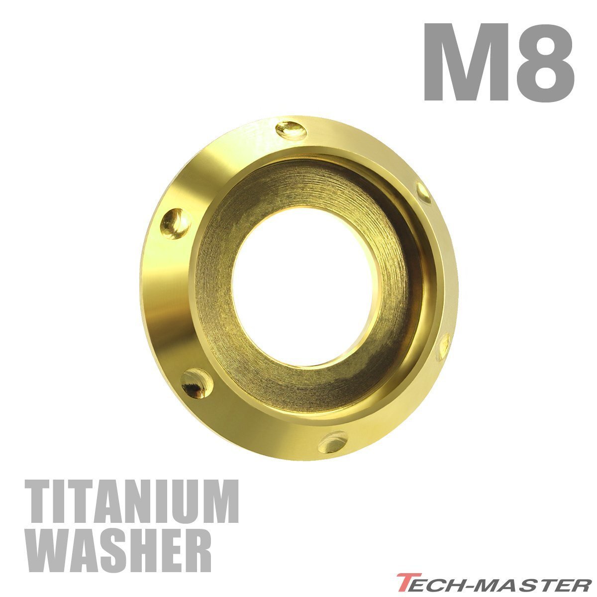M8 外径18mm 内径8mm 64チタン合金 デザインワッシャー ボルト座面枠付き ゴールドカラー 車/バイク ドレスアップ 1個 JA639拍卖