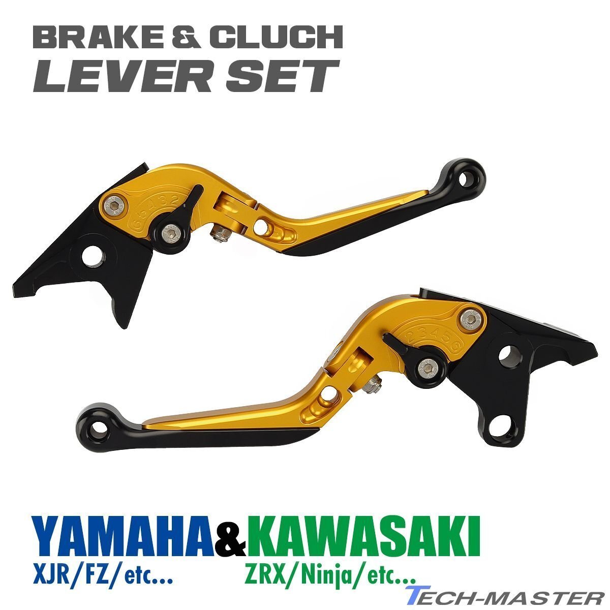 ヤマハ カワサキ ブレーキ&クラッチ レバー セット ゴールド XJR YZF ZRX ゼファー 可倒&角度&伸縮 調整機能付き SZ229-G拍卖