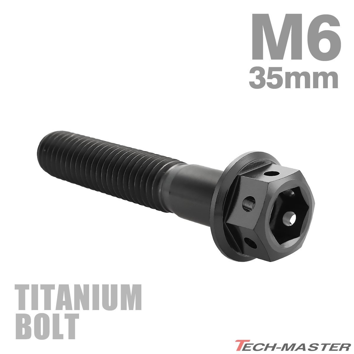 M6×35mm P1.0 64チタン合金 ホールヘッド 六角ボルト フランジ付き ブラック 車/バイク/自転車 1個 JA1747拍卖