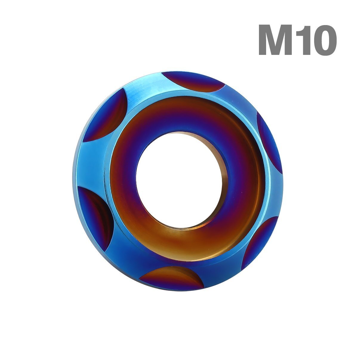 M10 外径23mm 内径10mm 64チタン合金 デザインワッシャー ボルト座面枠付き 焼きチタンカラー 車/バイク ドレスアップ 1個 JA1678拍卖